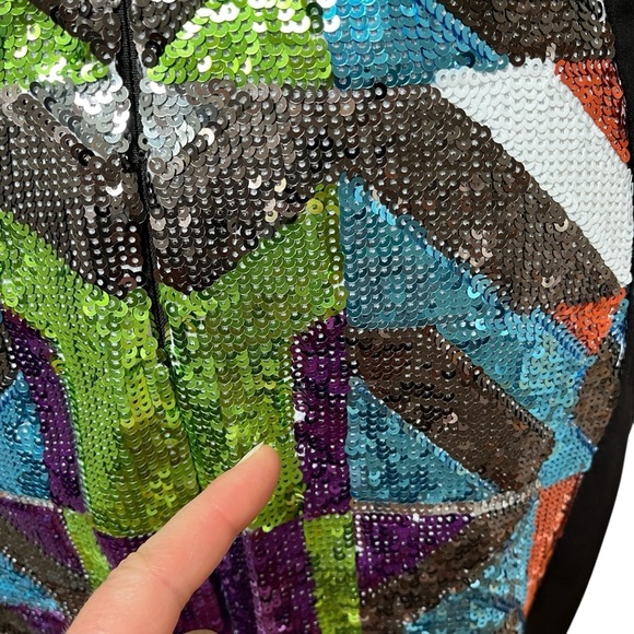 Bebe Black Stretchy Dress Women’s Medium Sequins Back Zipper - Picture 7 of 13